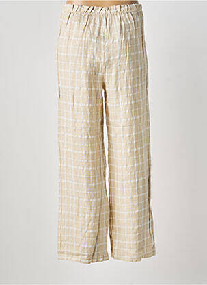Pantalon drept talie elastică bej BLANC BOHEME femeie