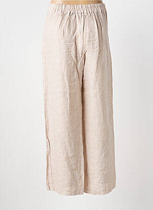 Pantalon drept talie elastică bej BLANC BOHEME femeie
