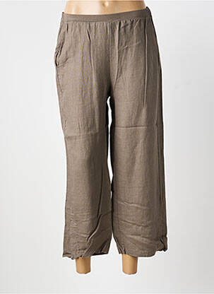 Pantalon trei sferturi croială dreaptă maro BLANC BOHEME femeie