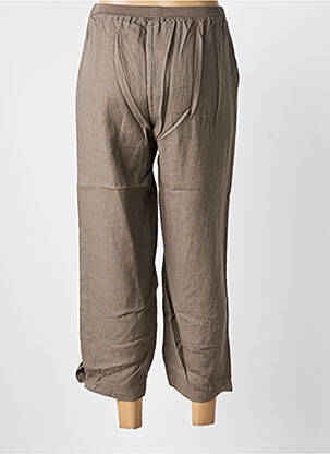 Pantalon trei sferturi croială dreaptă maro BLANC BOHEME femeie