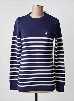 Pulover croială cambrată mâneci lungi albastru MAISON FT femme