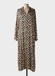 Rochie lungă mâneci lungi mâneci lungi maro SENORETTA femme