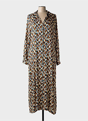 Rochie lungă mâneci lungi mâneci lungi maro SENORETTA femme