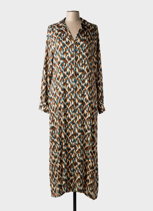 Rochie lungă mâneci lungi mâneci lungi maro SENORETTA femme