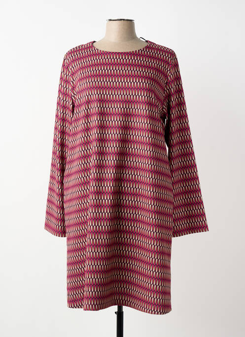 Rochie midi imprimeu fantezie mâneci lungi roz SENORETTA femme