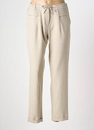 Pantalon drept talie elastică bej EVA KAYAN femme