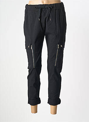 Pantalon trei sferturi talie elastică negru NÜ femeie