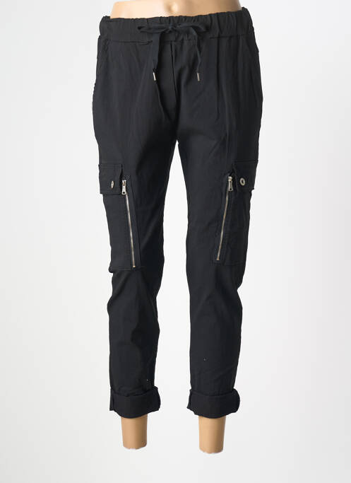 Pantalon trei sferturi talie elastică negru NÜ femme