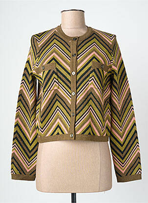 Vestă cu mâneci lungi închidere cu nasturi pe față verde SURKANA femme