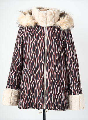 Palton lung cu glugă cu glugă maro REVER MILE femme