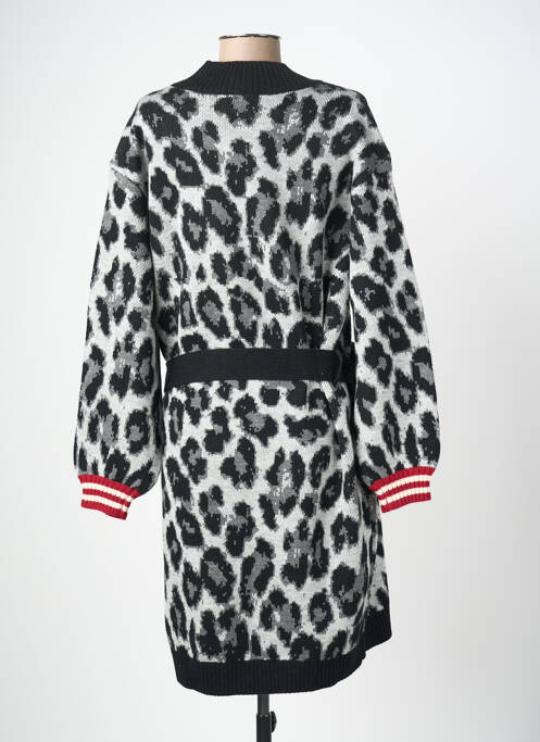 Rochie midi imprimeu fantezie mâneci lungi negru K-DESIGN femme