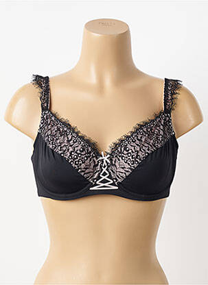 Sutien efect material satinat sutien cupe întregi cu decolteu înalt negru PIEGE femeie
