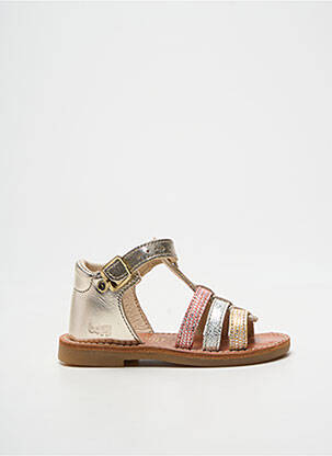 Sandale/pantofi decupați țesătură satinată chiquet auriu BOPY fille