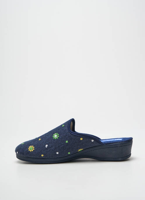 Papuci/pantofi de casă vârf rotund toc plat până la 3 cm albastru ZEL'S femme