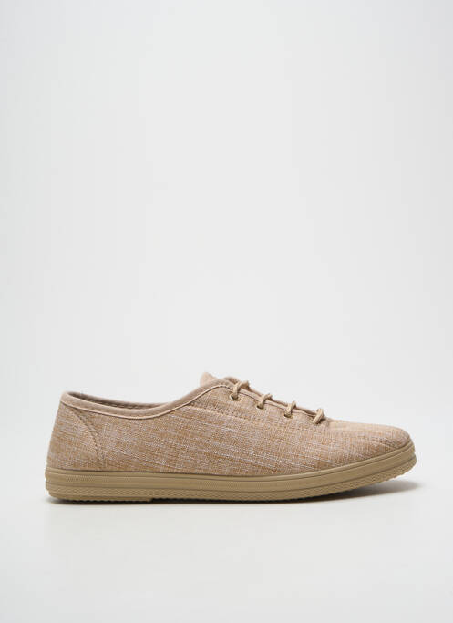 Papuci/pantofi de casă închidere cu șireturi toc plat până la 3 cm bej AMERICAN STADIUM femme