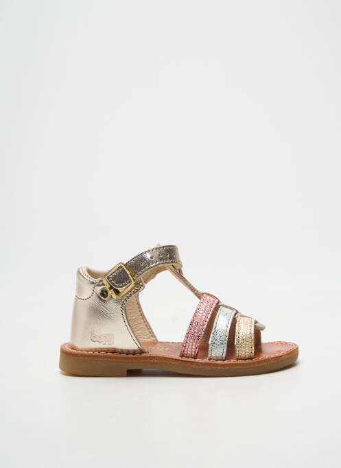 Sandale/pantofi decupați țesătură satinată chiquet auriu BOPY fille