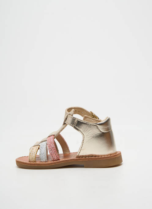 Sandale/pantofi decupați țesătură satinată chiquet auriu BOPY fille