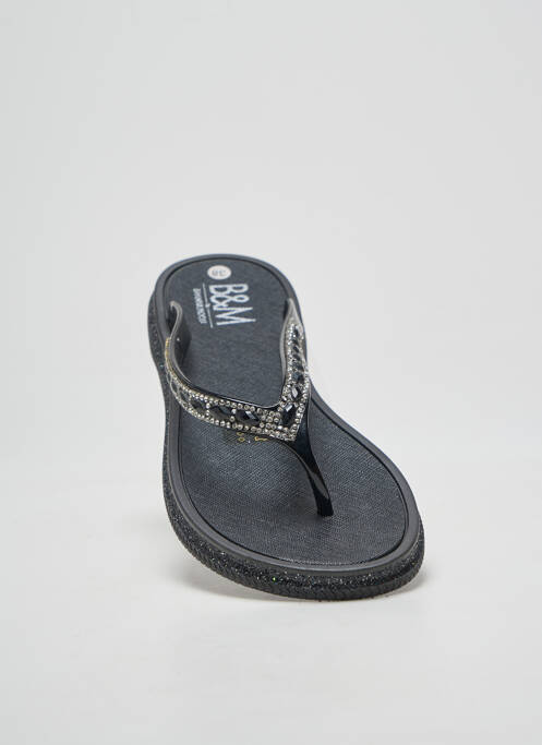 Șlapi cristale stras toc plat până la 3 cm negru B&M femme