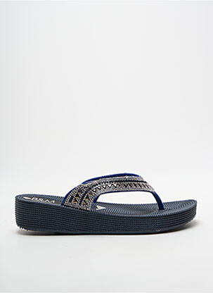 Șlapi cristale stras toc de 4 la 6 cm albastru B&M femme