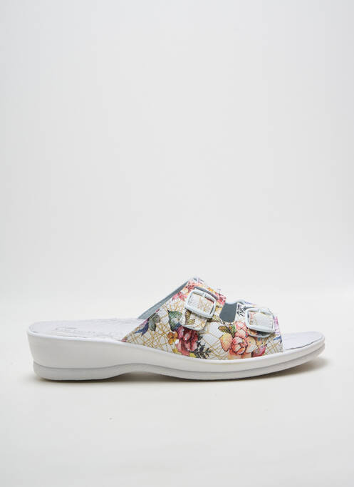 Mulete/saboți tip de talpă amortizantă toc de 4 la 6 cm alb LE SOFT femme