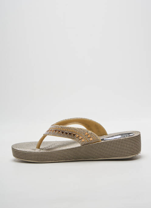 Șlapi cristale stras toc de 4 la 6 cm auriu B&M femme