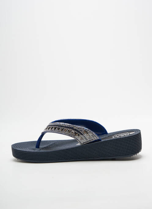 Șlapi cristale stras toc de 4 la 6 cm albastru B&M femme