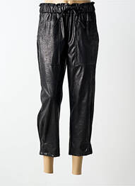 Pantalon trei sferturi talie elastică negru NÜ femeie