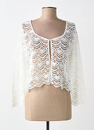 Vestă cu mâneci lungi închidere cu nasturi pe față alb AGATHE & LOUISE femme