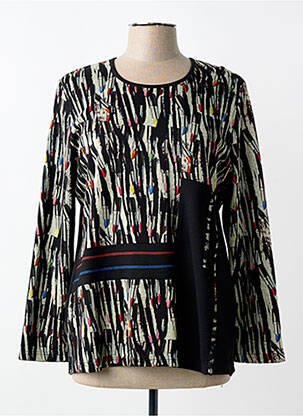 Top imprimeu fantezie mâneci lungi negru GUY DUBOUIS femme