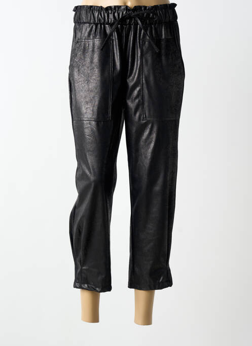 Pantalon trei sferturi talie elastică negru NÜ femme