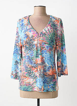 Pulover croială cambrată mâneci 3/4 albastru FRANCE RIVOIRE femme