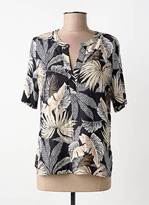 Tricou guler în v mâneci scurte negru FRANK WALDER femme