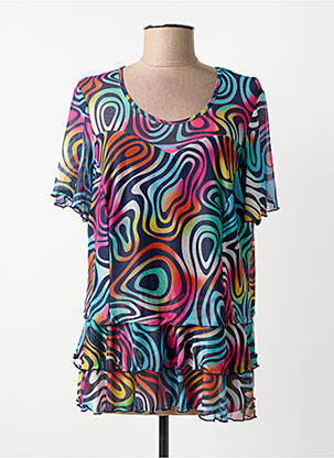 Tunică mâneci scurte ușoară și transparentă albastru FRANCE RIVOIRE femme