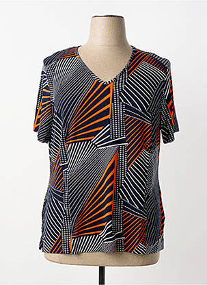 Tricou guler în v mâneci scurte albastru FRANCE RIVOIRE femme