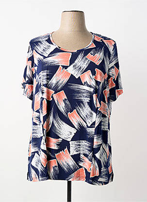 Tricou imprimeu fantezie mâneci scurte albastru FRANCE RIVOIRE femme