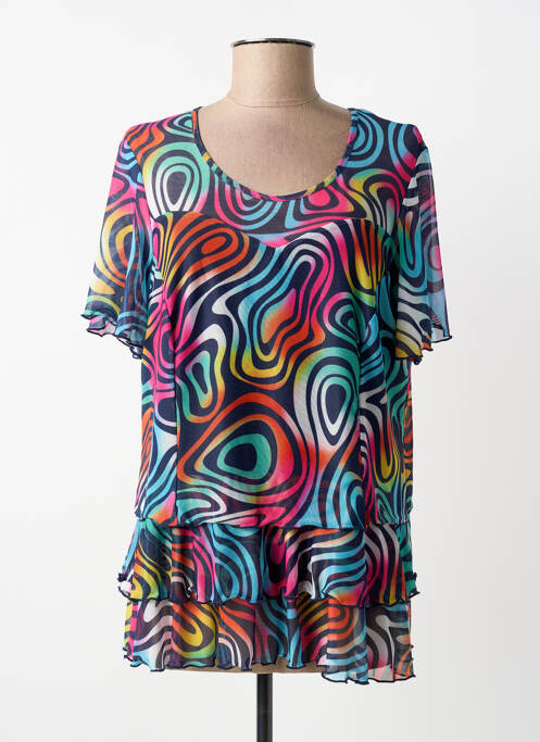 Tunică mâneci scurte ușoară și transparentă albastru FRANCE RIVOIRE femme