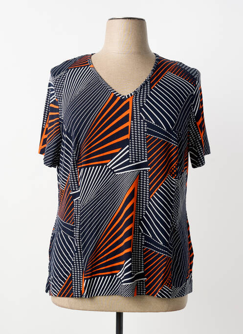 Tricou guler în v mâneci scurte albastru FRANCE RIVOIRE femme