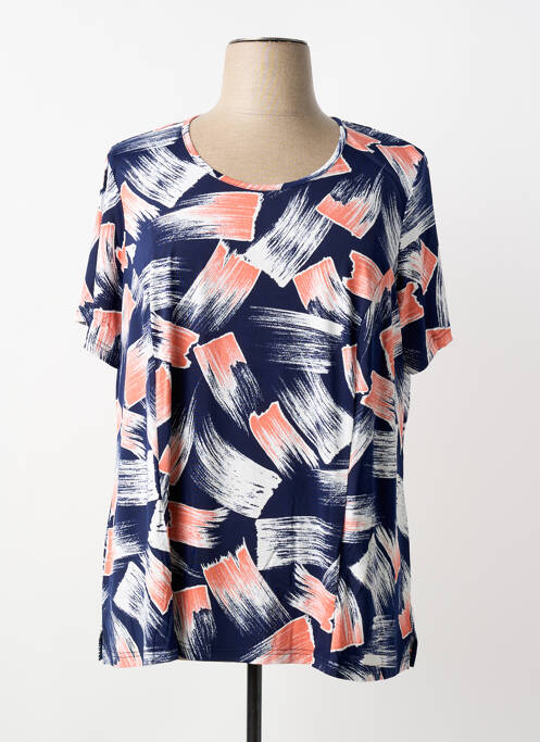 Tricou imprimeu fantezie mâneci scurte albastru FRANCE RIVOIRE femme