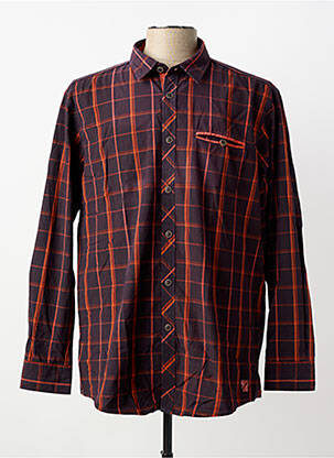 Cămașă cu mâneci lungi imprimeu carouri portocaliu MONTE CARLO homme