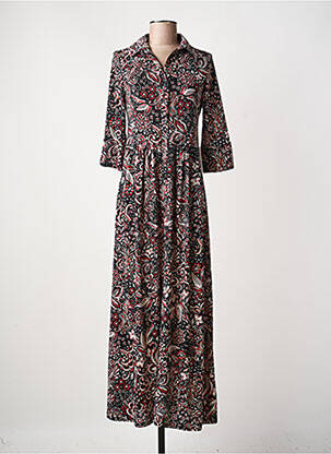 Rochie lungă imprimeu floral mâneci 3/4 negru JOY'S PARIS femeie