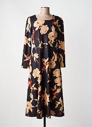 Rochie midi imprimeu floral mâneci lungi negru SWEET MISS femme