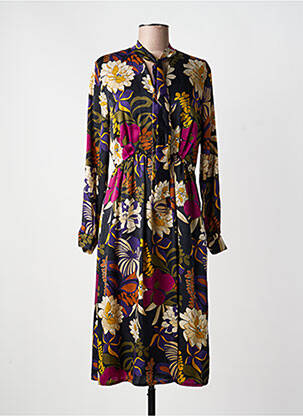 Rochie midi imprimeu floral mâneci lungi negru EUFORIA femme