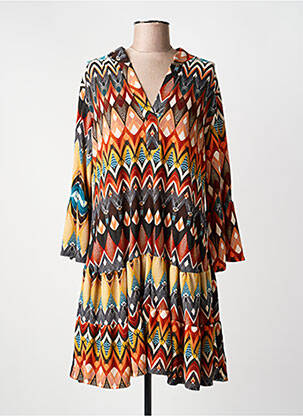 Rochie midi mâneci 3/4 mâneci 3/4 portocalie JOY'S PARIS femeie