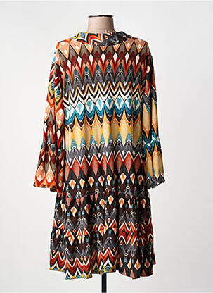 Rochie midi mâneci 3/4 mâneci 3/4 portocalie JOY'S PARIS femeie