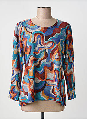 Pulover țesătură melanj mâneci lungi albastru NIKI MODE femme