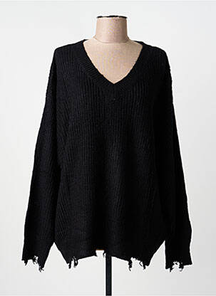 Pulover guler în v mâneci lungi negru 2W PARIS femme