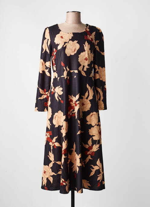 Rochie midi imprimeu floral mâneci lungi negru SWEET MISS femme