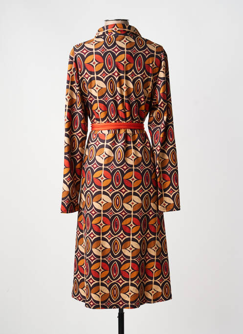 Rochie midi imprimeu fantezie mâneci lungi portocaliu SWEET MISS femme