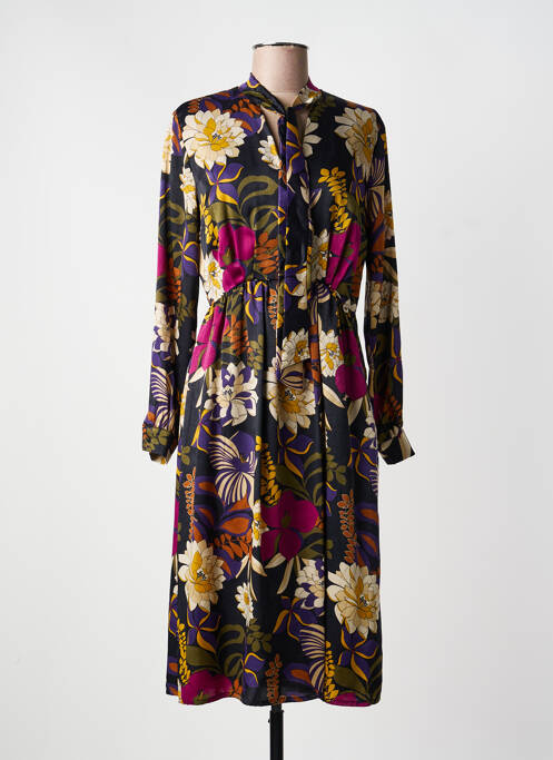 Rochie midi imprimeu floral mâneci lungi negru EUFORIA femme