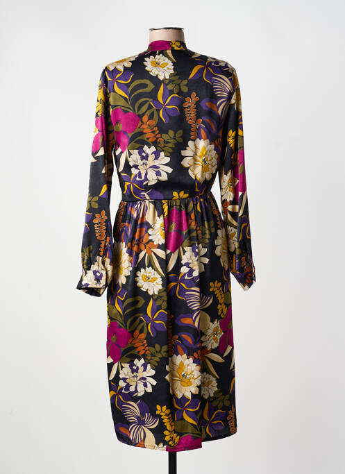 Rochie midi imprimeu floral mâneci lungi negru EUFORIA femme